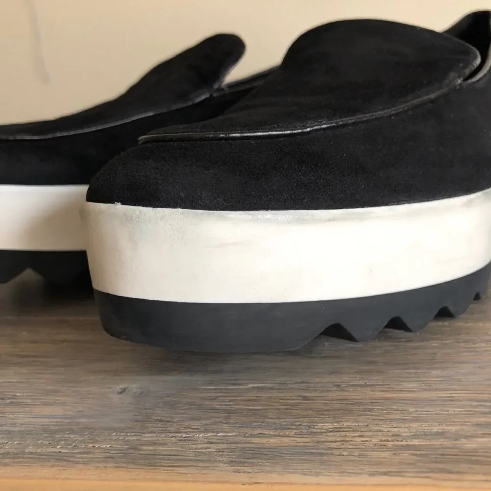 Donna Karan Black Suede platform Slip Ons size 8